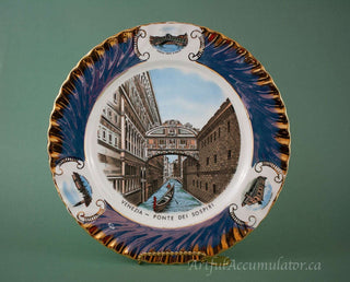 Venezia river boat scene, iridescent blue decorative plate from italy -  - #tag1# - #tag2# - #tag3# - #tag4# - the Artful Accumulator's Vintage Boutique