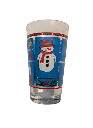 Set of 2, christmas holiday  snowman tumblers glassware for the holidays