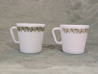 Corelle mugs, set of 2, green flowers