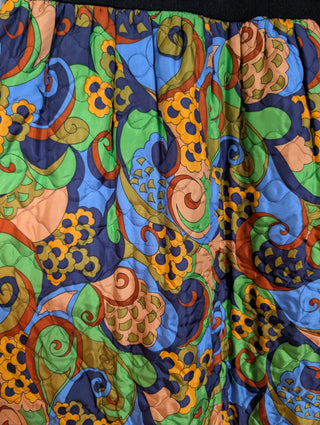 Jane - hostess dress - beautiful black high collared, zip up dress with fall colours quilted floral skirt