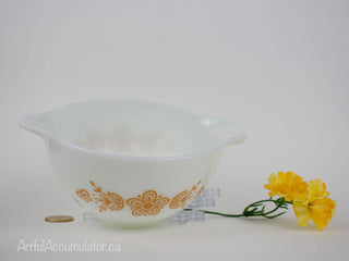 yellow flower handled bowl, 1.5 pint capacity -  - #tag1# - #tag2# - #tag3# - #tag4# - the Artful Accumulator's Vintage Boutique