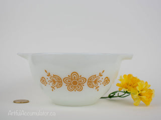 yellow flower handled bowl, 1.5 pint capacity -  - #tag1# - #tag2# - #tag3# - #tag4# - the Artful Accumulator's Vintage Boutique