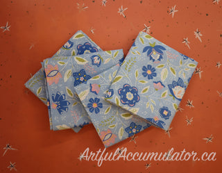 Elodie Pearl - Set of 2 Pillowcases - blue pink green florals on lightblue background