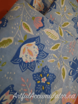 Elodie Pearl - Set of 2 Pillowcases - blue pink green florals on lightblue background