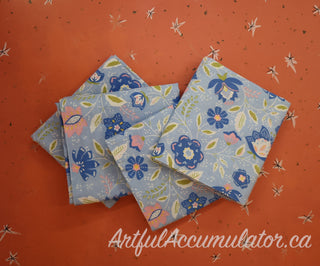 Elodie Pearl - Set of 2 Pillowcases - blue pink green florals on lightblue background