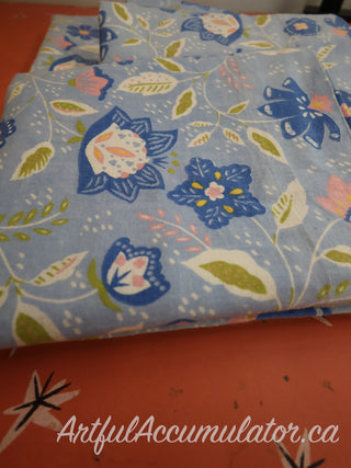 Elodie Pearl - Set of 2 Pillowcases - blue pink green florals on lightblue background
