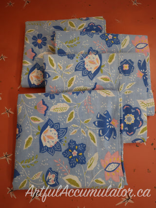 Elodie Pearl - Set of 2 Pillowcases - blue pink green florals on lightblue background