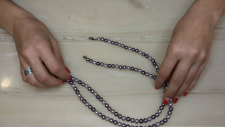 Alternating light and dark violet pearlescent beaded necklace - Artful Accumulator Boutique Vintage