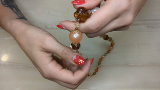 Amber Beaded Necklace with Abstract Shaped Multi-Colored Beads - Artful Accumulator Boutique Vintage