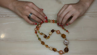 Amber Beaded Necklace with Abstract Shaped Multi-Colored Beads - Artful Accumulator Boutique Vintage
