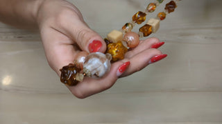 Amber Beaded Necklace with Abstract Shaped Multi-Colored Beads - Artful Accumulator Boutique Vintage