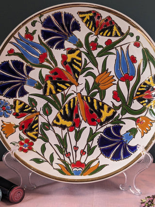"Butterfly Connection" a handpainted, gilded plate with butterflies, flowers, 3d glaze -  - #tag1# - #tag2# - #tag3# - #tag4# - the Artful Accumulator's Vintage Boutique
