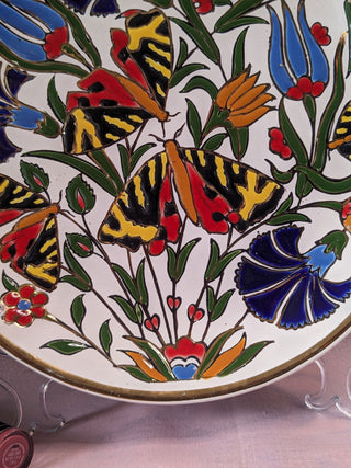 "Butterfly Connection" a handpainted, gilded plate with butterflies, flowers, 3d glaze -  - #tag1# - #tag2# - #tag3# - #tag4# - the Artful Accumulator's Vintage Boutique