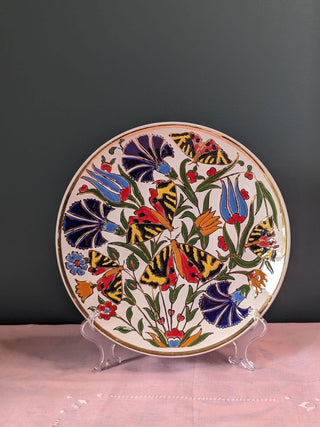 "Butterfly Connection" a handpainted, gilded plate with butterflies, flowers, 3d glaze -  - #tag1# - #tag2# - #tag3# - #tag4# - the Artful Accumulator's Vintage Boutique