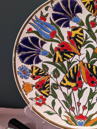 "Butterfly Connection" a handpainted, gilded plate with butterflies, flowers, 3d glaze -  - #tag1# - #tag2# - #tag3# - #tag4# - the Artful Accumulator's Vintage Boutique