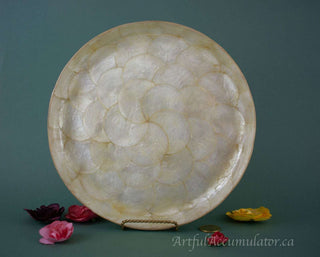 Capiz Shell Tray, circular with raised lip -  - #tag1# - #tag2# - #tag3# - #tag4# - the Artful Accumulator's Vintage Boutique