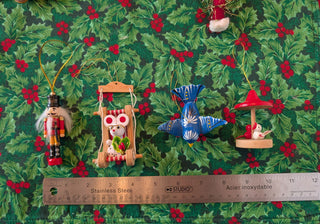 Collection of 4 of Holiday vintage wooden christmas ornaments themed - Artful Accumulator Boutique Vintage