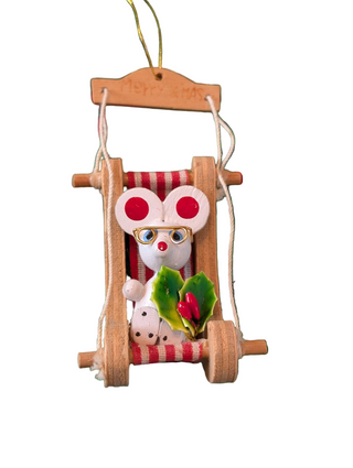 Collection of 4 of Holiday vintage wooden christmas ornaments themed - Artful Accumulator Boutique Vintage