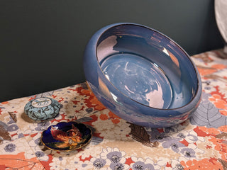Czech bowl with iridescent blue violet and black rim, very thin -  - #tag1# - #tag2# - #tag3# - #tag4# - the Artful Accumulator's Vintage Boutique