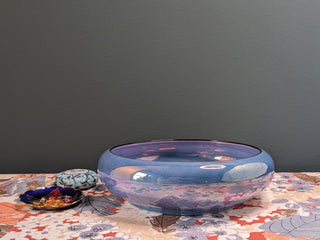 Czech bowl with iridescent blue violet and black rim, very thin -  - #tag1# - #tag2# - #tag3# - #tag4# - the Artful Accumulator's Vintage Boutique