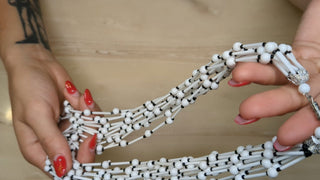 Eleven strands of black and white beads - Artful Accumulator Boutique Vintage