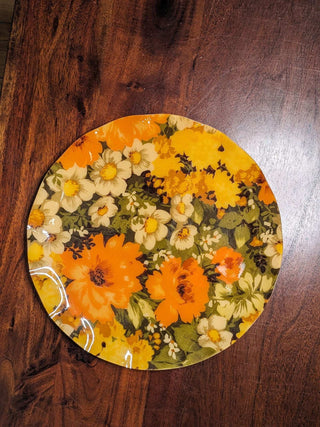 FAB resin rippled tray with fabric floral motif, Made in Canada -  - #tag1# - #tag2# - #tag3# - #tag4# - the Artful Accumulator's Vintage Boutique