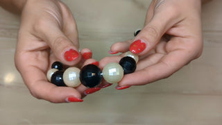 Faceted Black and Pearl White Beads - Artful Accumulator Boutique Vintage