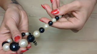 Faceted Black and Pearl White Beads - Artful Accumulator Boutique Vintage