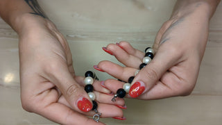 Faceted Black and Pearl White Beads - Artful Accumulator Boutique Vintage