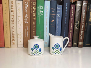 Floral motif Teapot with 5 mini mugs, creamer, and lidded sugar pot, made in Japan -  - #tag1# - #tag2# - #tag3# - #tag4# - the Artful Accumulator's Vintage Boutique