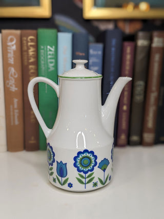 Floral motif Teapot with 5 mini mugs, creamer, and lidded sugar pot, made in Japan -  - #tag1# - #tag2# - #tag3# - #tag4# - the Artful Accumulator's Vintage Boutique