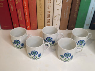 Floral motif Teapot with 5 mini mugs, creamer, and lidded sugar pot, made in Japan -  - #tag1# - #tag2# - #tag3# - #tag4# - the Artful Accumulator's Vintage Boutique