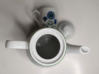 Floral motif Teapot with 5 mini mugs, creamer, and lidded sugar pot, made in Japan -  - #tag1# - #tag2# - #tag3# - #tag4# - the Artful Accumulator's Vintage Boutique