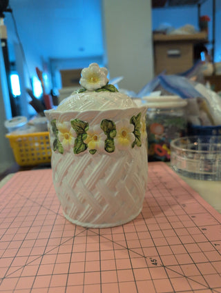 Floral women ceramic lidded jar -  - #tag1# - #tag2# - #tag3# - #tag4# - the Artful Accumulator's Vintage Boutique