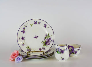 "Forget Me Nots"dessert plates with matching milk & sugar set -  - #tag1# - #tag2# - #tag3# - #tag4# - the Artful Accumulator's Vintage Boutique