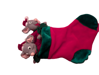 Fun Stocking with 3d Twin Mice and Music Box - Artful Accumulator Boutique Vintage