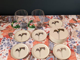 Golden Calla Lily coasters with storage box -  - #tag1# - #tag2# - #tag3# - #tag4# - the Artful Accumulator's Vintage Boutique