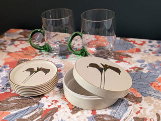 Golden Calla Lily coasters with storage box -  - #tag1# - #tag2# - #tag3# - #tag4# - the Artful Accumulator's Vintage Boutique