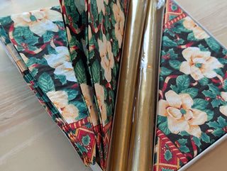 Golden candles and holiday napkins with original packaging - Artful Accumulator Boutique Vintage