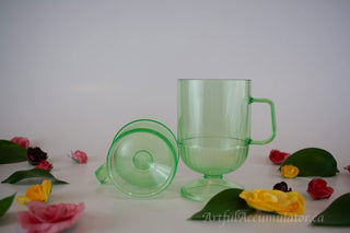 "Green Dream" melamine mugs with decorative foot and stem, set of two -  - #tag1# - #tag2# - #tag3# - #tag4# - the Artful Accumulator's Vintage Boutique