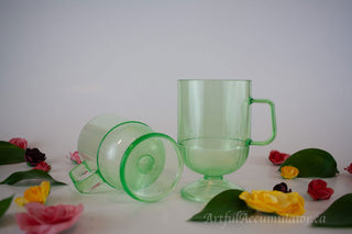 "Green Dream" melamine mugs with decorative foot and stem, set of two -  - #tag1# - #tag2# - #tag3# - #tag4# - the Artful Accumulator's Vintage Boutique