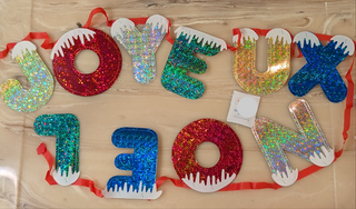 Holiday glitter paper banner -  - #tag1# - #tag2# - #tag3# - #tag4# - the Artful Accumulator's Vintage Boutique