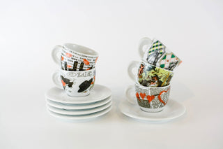 III edizione Espresso "Amour" - set of 5 with white plates -  - #tag1# - #tag2# - #tag3# - #tag4# - the Artful Accumulator's Vintage Boutique