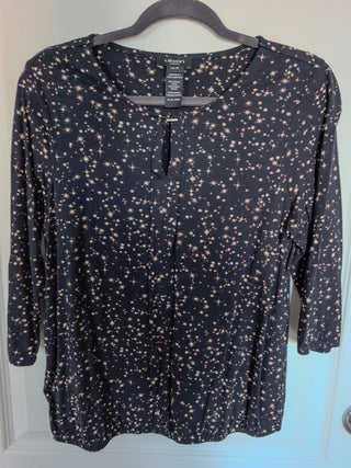 Stars & Galaxy fine knit jersey flowy blouse, half sleeve, elastic cuffs & bottom