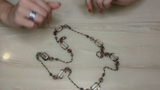 Long Necklace with Faceted Translucent Gray Beads - Artful Accumulator Boutique Vintage