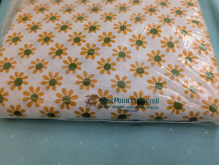 Margaret - twin Top Sheet - Golden yellow and avocado Green flowers - original packaging - Artful Accumulator Boutique Vintage