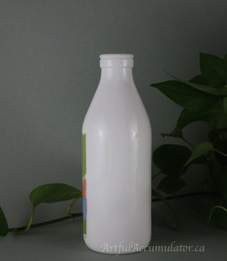 Milk Glass Bottle by Arpac with design: park in the rain with umbrella and fishing pole -  - #tag1# - #tag2# - #tag3# - #tag4# - the Artful Accumulator's Vintage Boutique