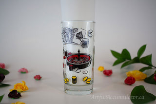 One glass: highball with casino, chess, etc -  - #tag1# - #tag2# - #tag3# - #tag4# - the Artful Accumulator's Vintage Boutique