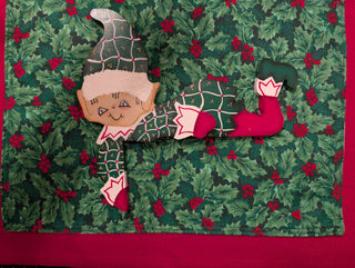 Silly Elf, goes over a corner, made of wood, hand-painted, one of a kind