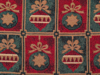 set of 2, woven placemats with red & green Ornaments (Pattern of 8 ornaments)